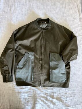 ADEAM Skatepark Jacket Olive Oversized Bomber Contrast Pocket Size M